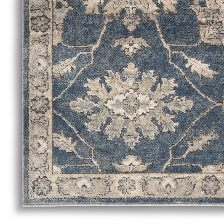 2 X 4 Blue And Beige Oriental Non Skid Area Rug Image 3