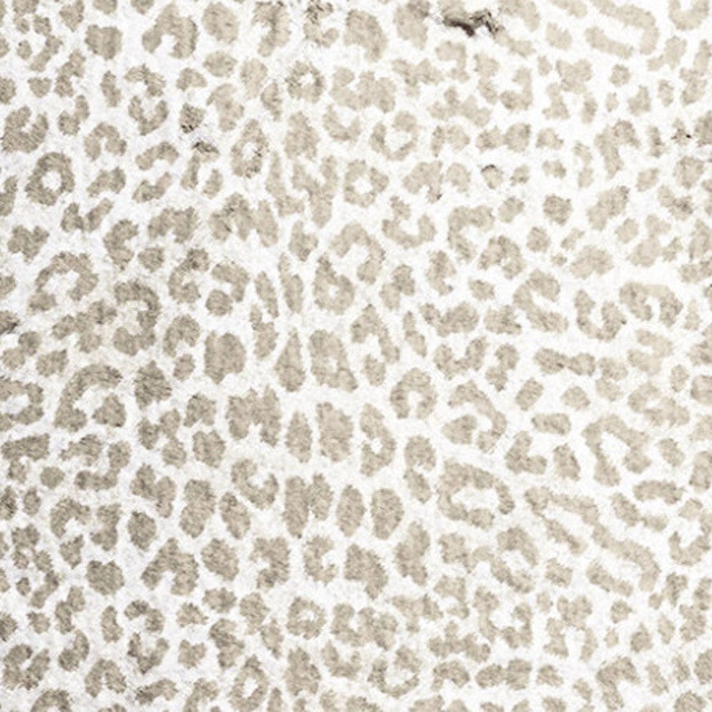 2 X 8 Beige and Cream Leopard Print Shag Handmade Non Skid Runner Rug Image 9