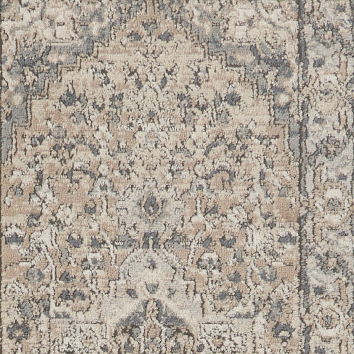 2 X 8 Beige And Grey Oriental Power Loom Non Skid Runner Rug Image 4