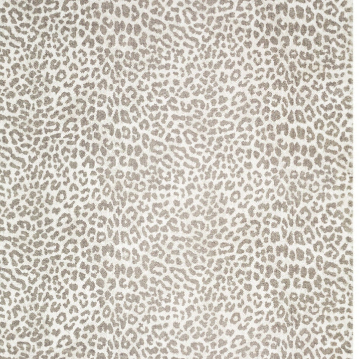 2 X 8 Beige and Cream Leopard Print Shag Handmade Non Skid Runner Rug Image 10