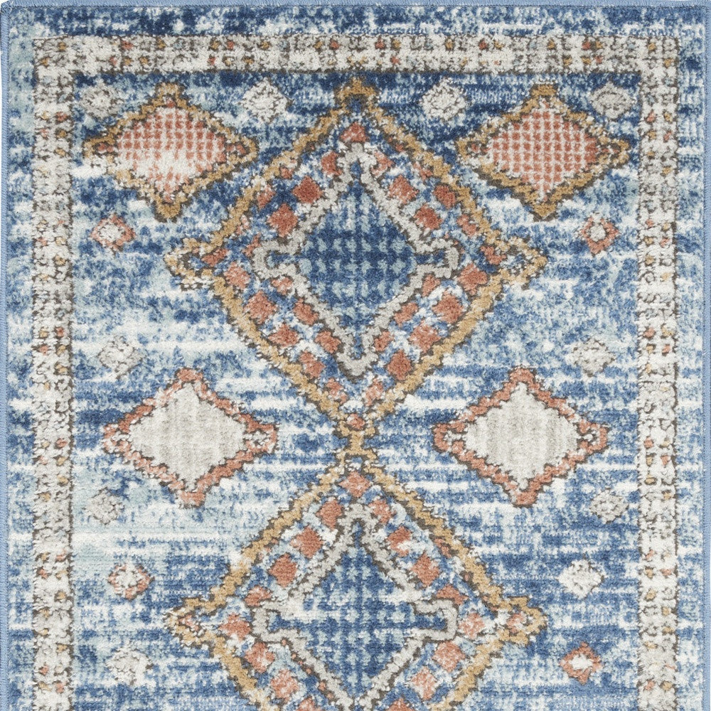 2 X 4 Blue Southwestern Power Loom Non Skid Area Rug Image 4