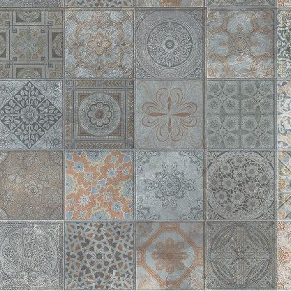 2 X 4 Brown And Gray Mosaic Tile Printed Vinyl Area Rug with UV Protection Image 3