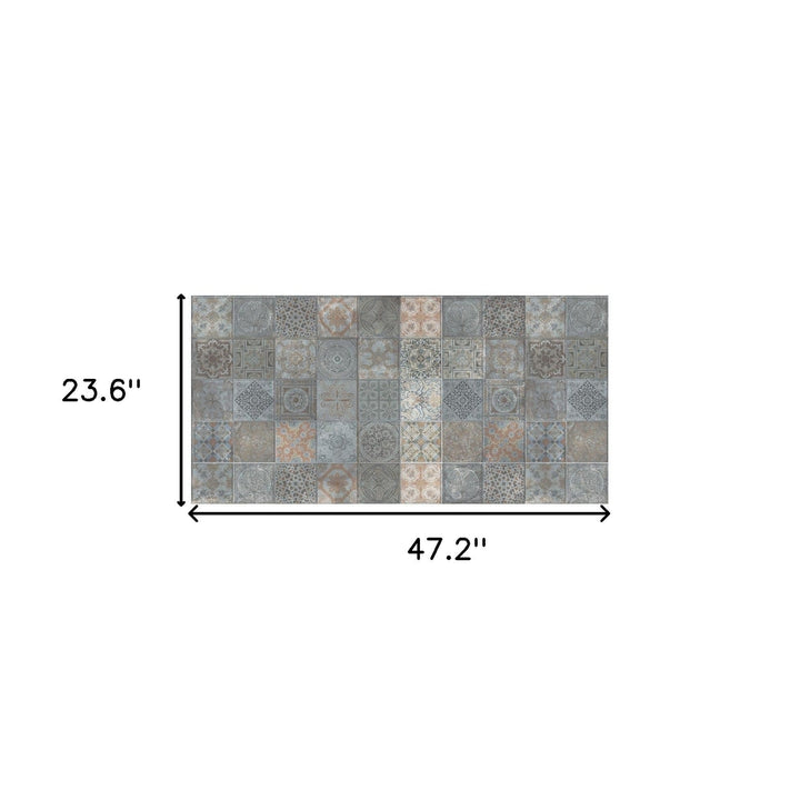 2 X 4 Brown And Gray Mosaic Tile Printed Vinyl Area Rug with UV Protection Image 8