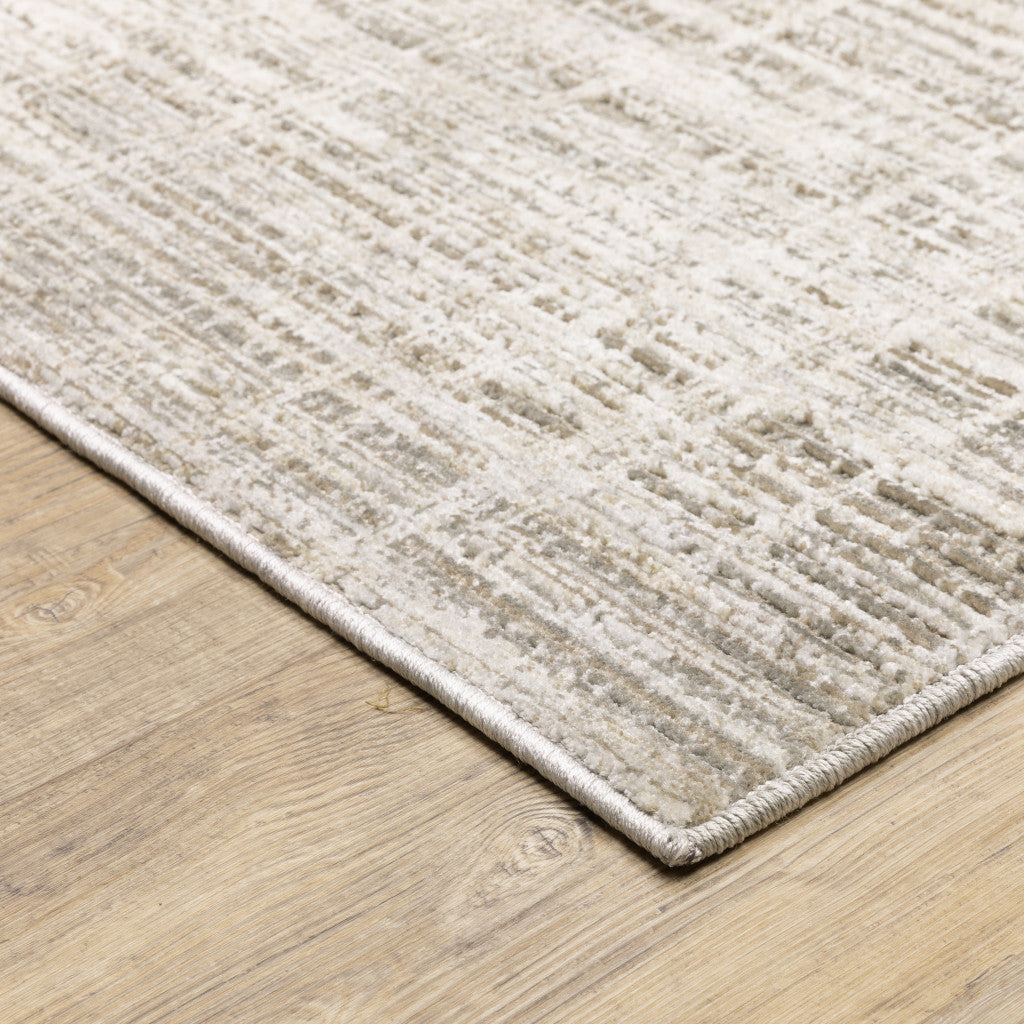 2 X 8 Beige Grey Ivory Tan And Brown Abstract Power Loom Stain Resistant Runner Rug Image 4