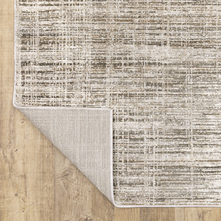 2 X 8 Beige Grey Ivory Tan And Brown Abstract Power Loom Stain Resistant Runner Rug Image 7