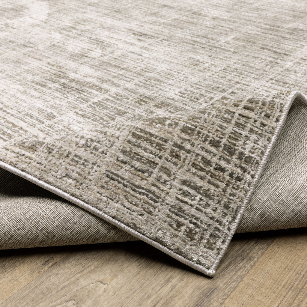 2 X 8 Beige Grey Ivory Tan And Brown Abstract Power Loom Stain Resistant Runner Rug Image 9