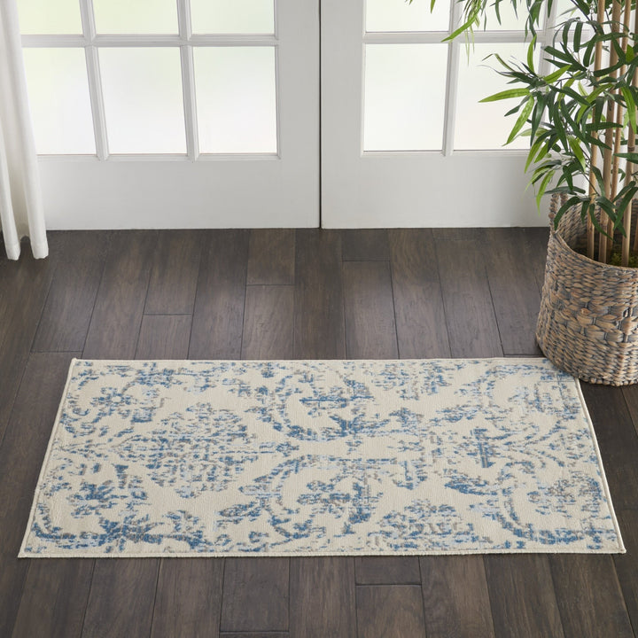 2 X 4 Cream Damask Power Loom Area Rug Image 5