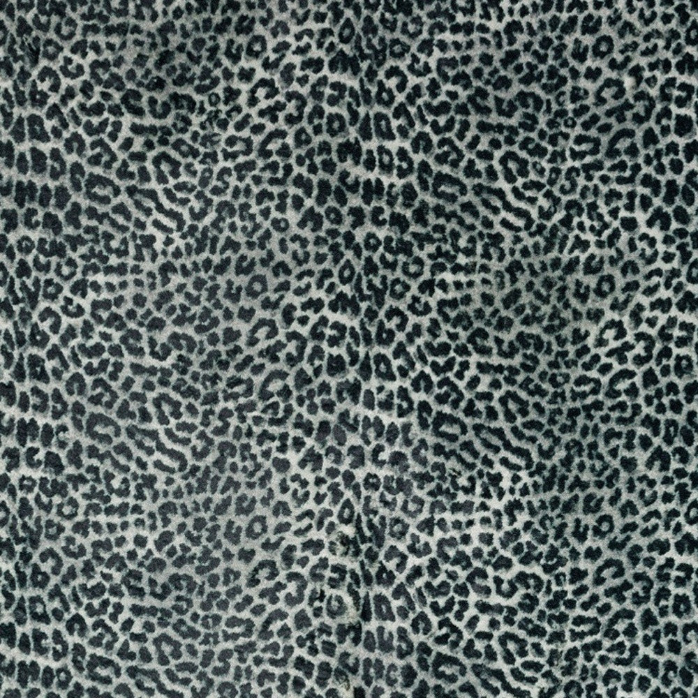 2 X 8 Black and Gray Leopard Print Shag Handmade Non Skid Runner Rug Image 4