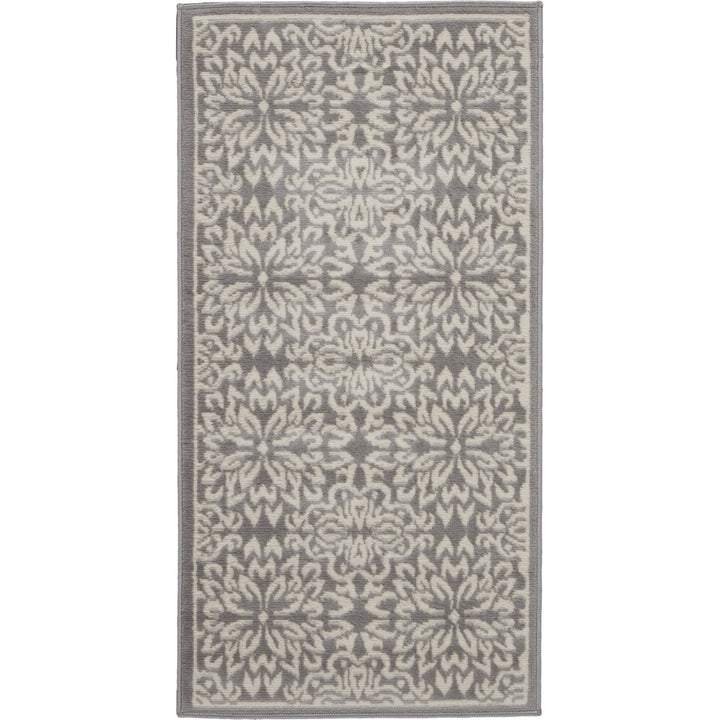 2 X 4 Gray Floral Power Loom Area Rug Image 1