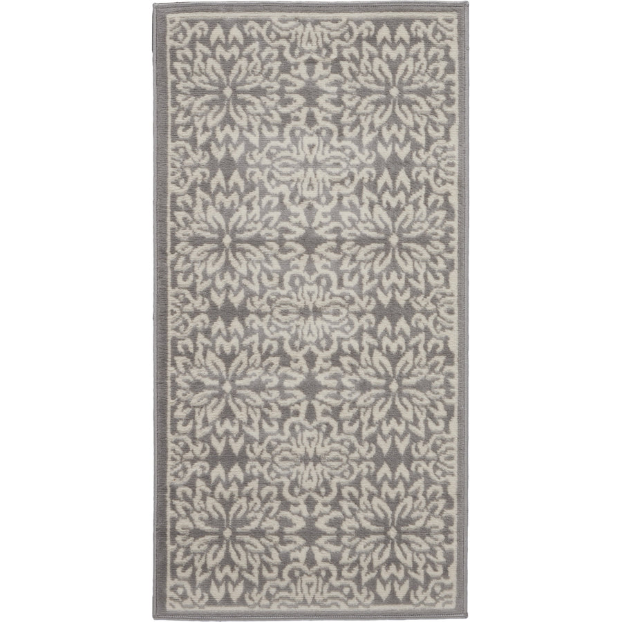 2 X 4 Gray Floral Power Loom Area Rug Image 1