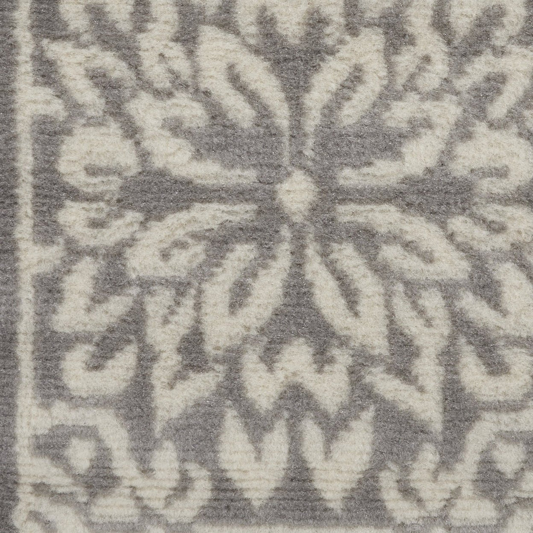 2 X 4 Gray Floral Power Loom Area Rug Image 8