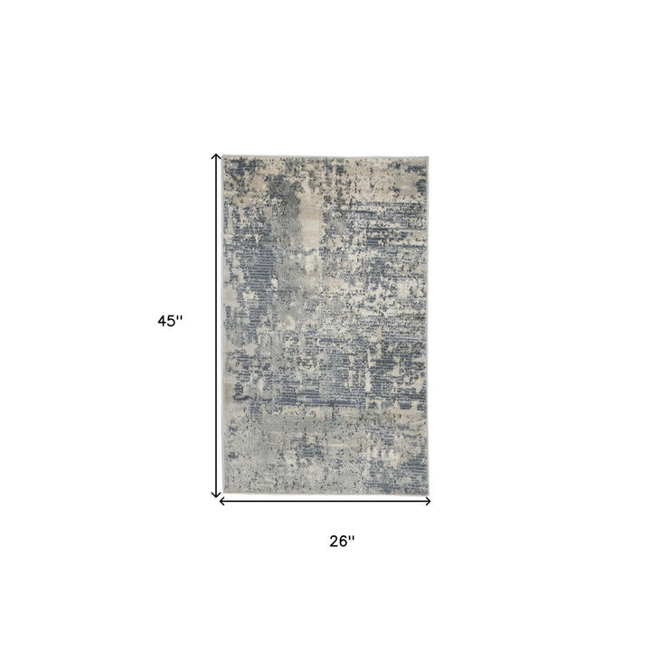 2 X 4 Grey And Beige Abstract Power Loom Non Skid Area Rug Image 5