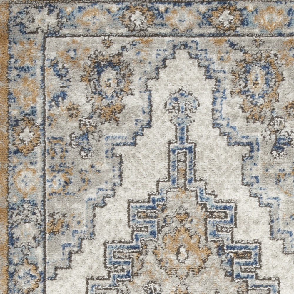 2 X 4 Grey And Light Blue Oriental Power Loom Non Skid Area Rug Image 3