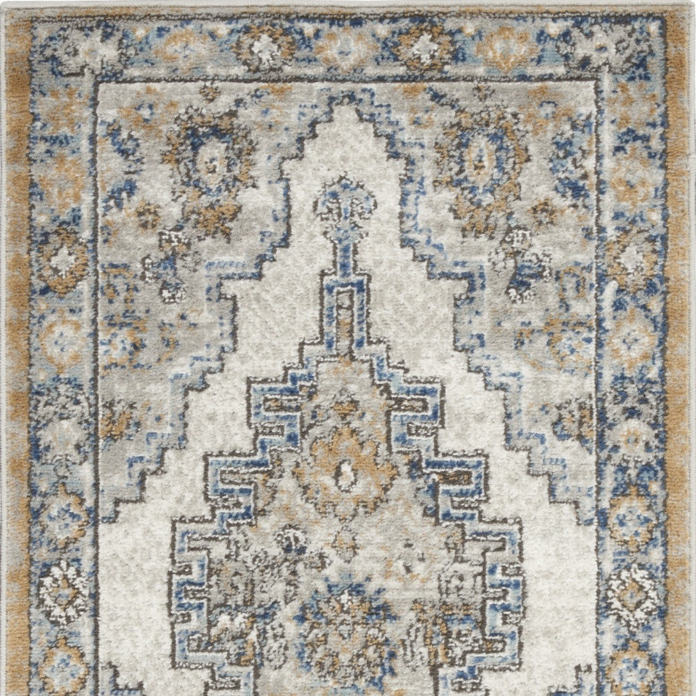 2 X 4 Grey And Light Blue Oriental Power Loom Non Skid Area Rug Image 4