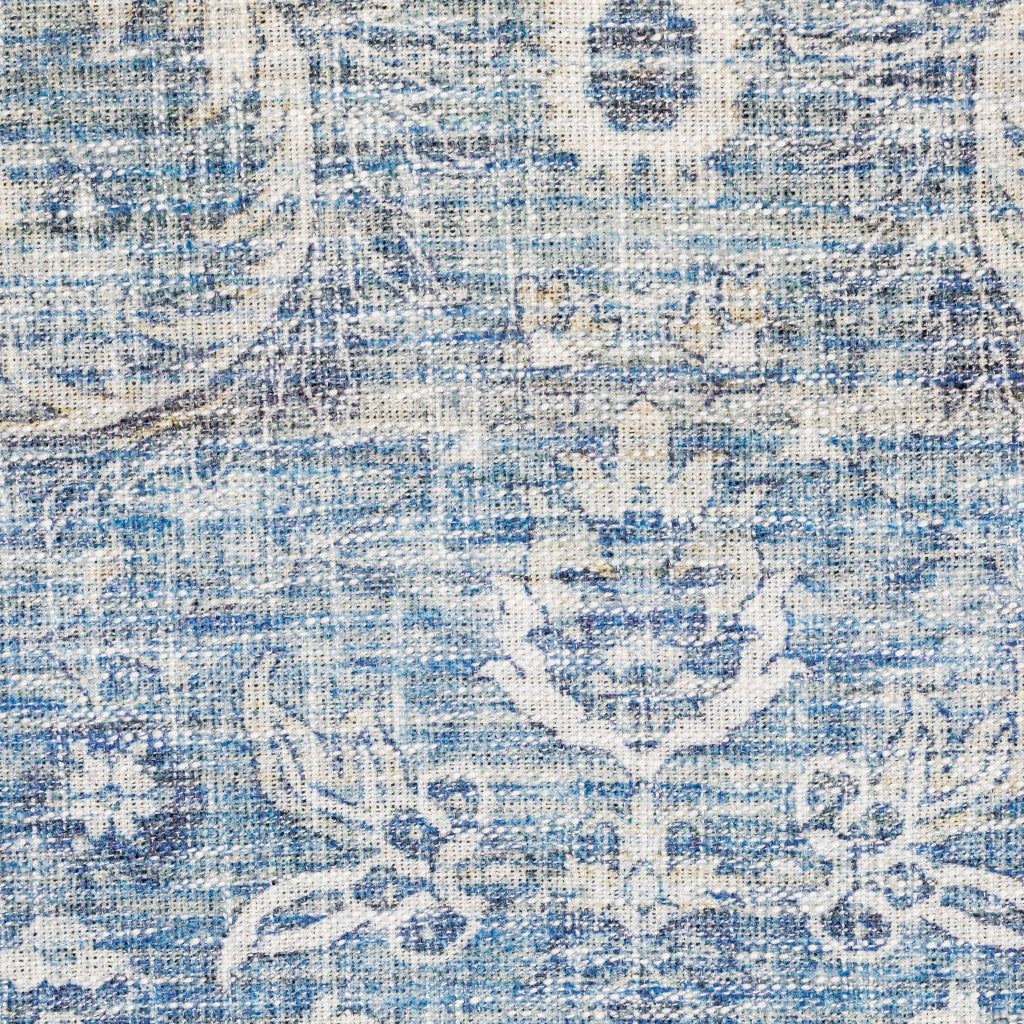 2 X 8 Blue And Grey Oriental Power Loom Stain Resistant Runner Rug Image 9