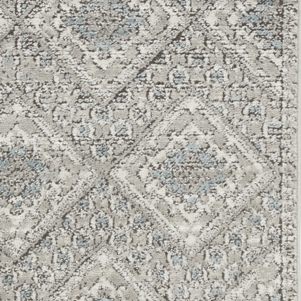 2 X 4 Grey Ivory And Blue Southwestern Power Loom Non Skid Area Rug Image 3