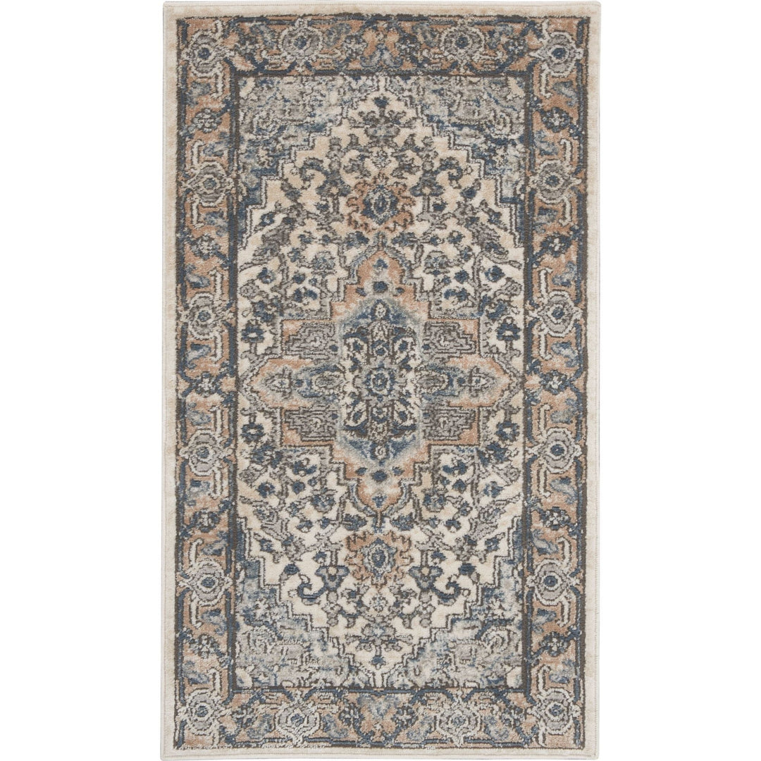 2 X 4 Ivory And Grey Oriental Non Skid Area Rug Image 1