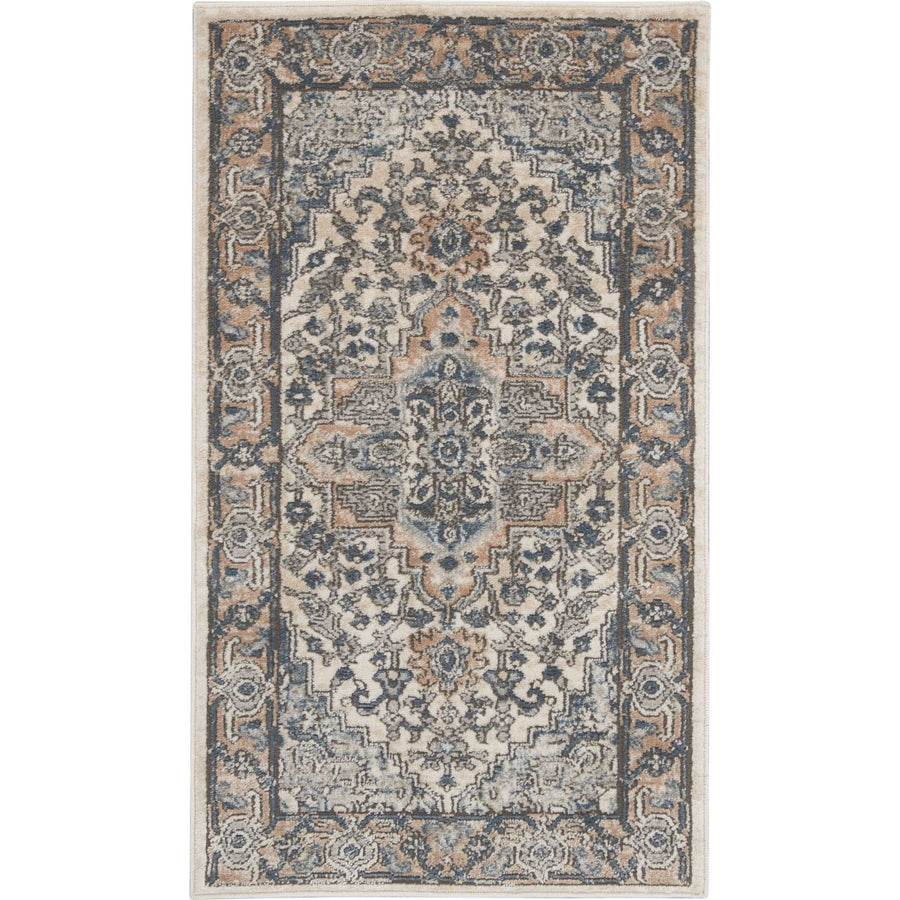 2 X 4 Ivory And Grey Oriental Non Skid Area Rug Image 1