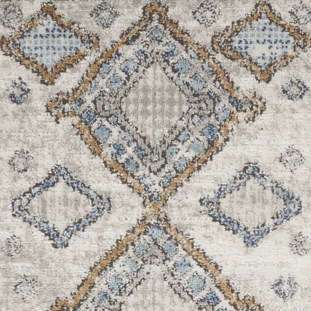 2 X 4 Ivory Grey And Blue Southwestern Power Loom Non Skid Area Rug Image 3