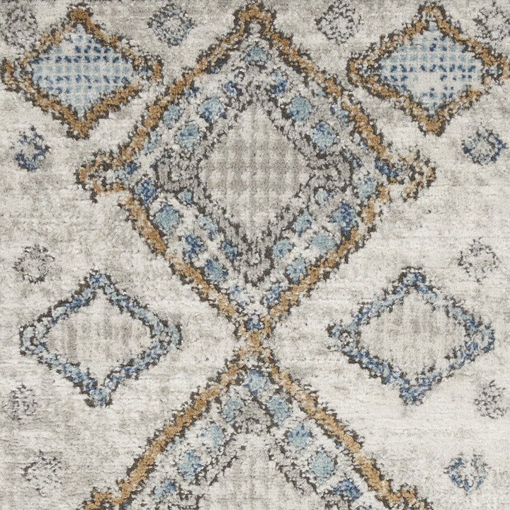 2 X 4 Ivory Grey And Blue Southwestern Power Loom Non Skid Area Rug Image 3