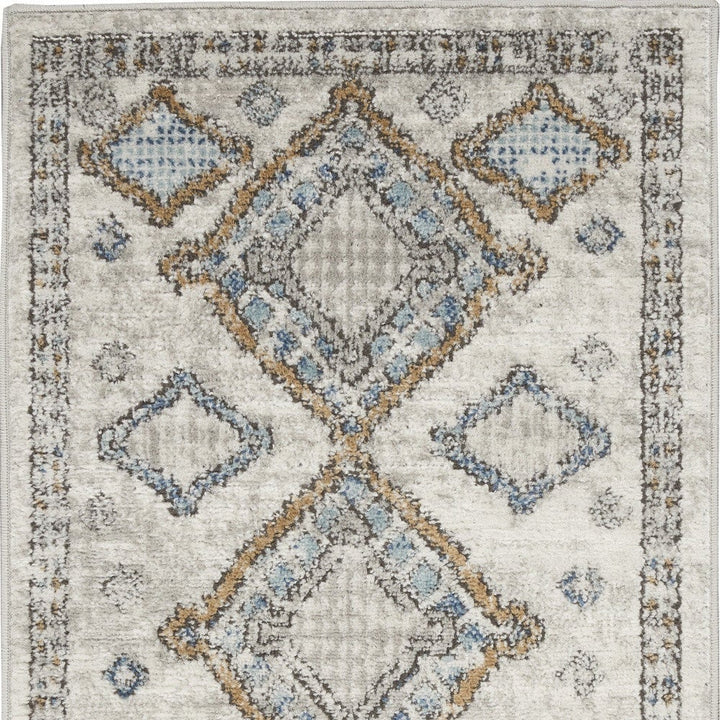 2 X 4 Ivory Grey And Blue Southwestern Power Loom Non Skid Area Rug Image 4