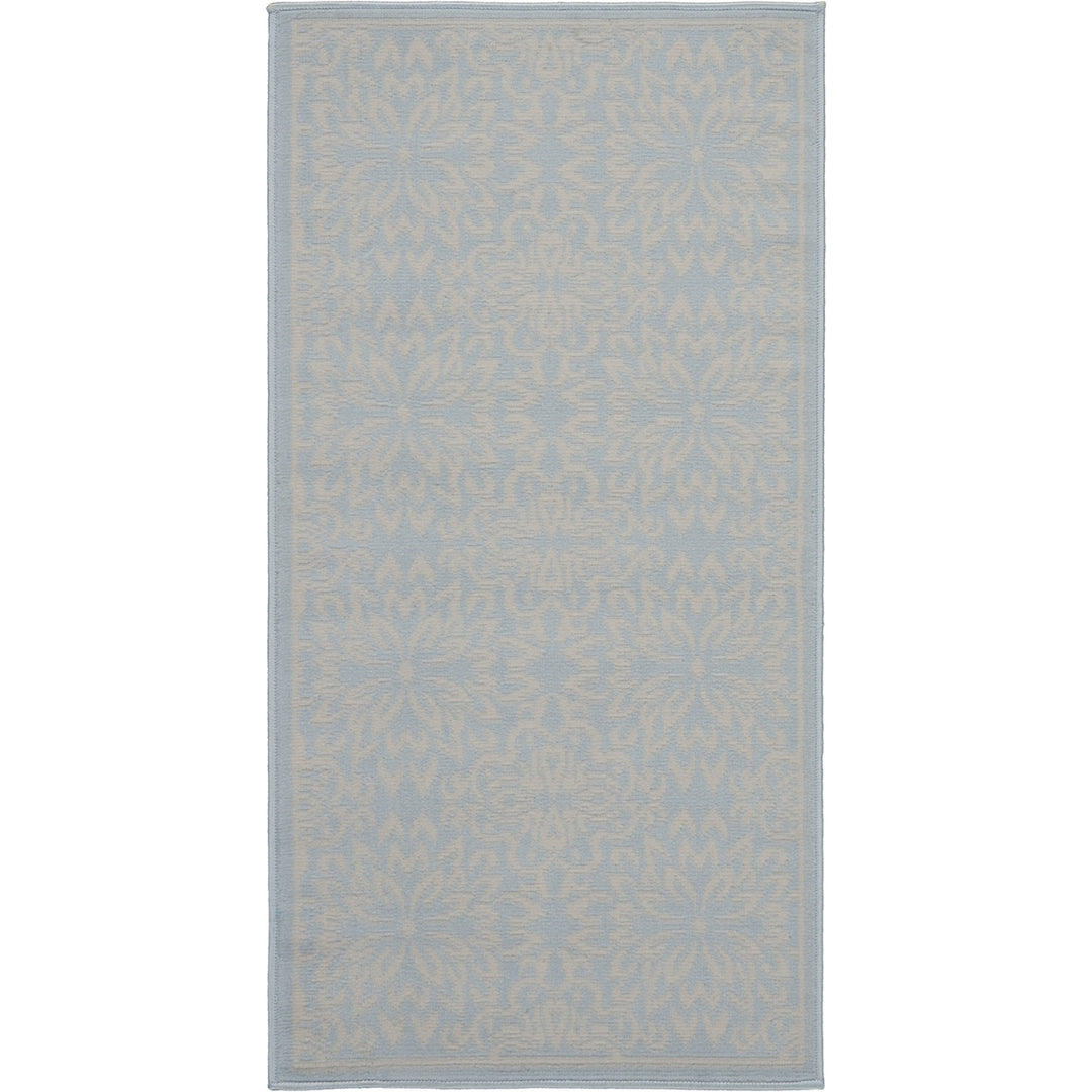 2 X 4 Light Blue Floral Power Loom Area Rug Image 1