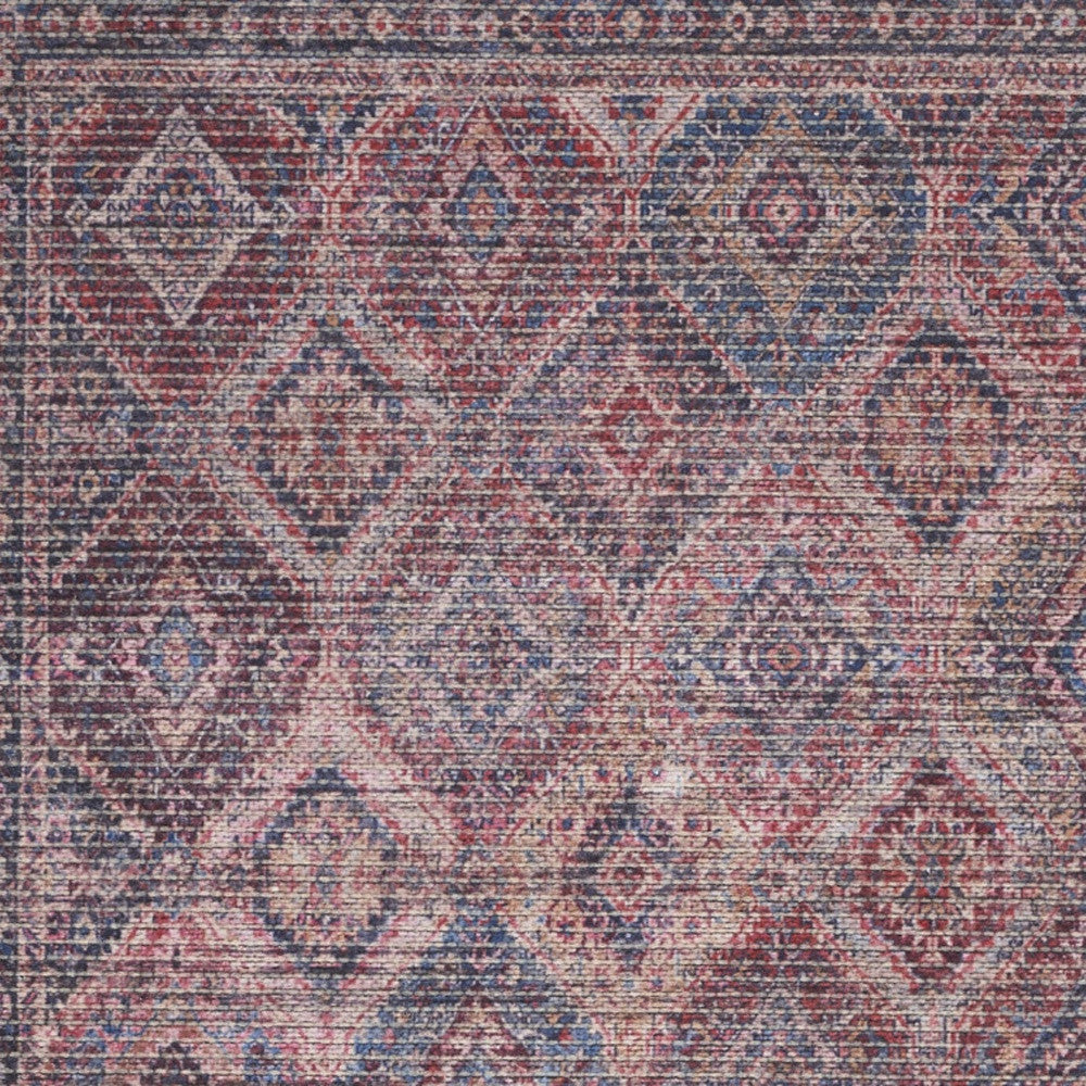 2 X 4 Maroon Oriental Power Loom Distressed Washable Area Rug Image 1