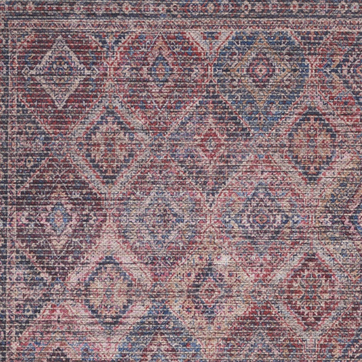 2 X 4 Maroon Oriental Power Loom Distressed Washable Area Rug Image 1