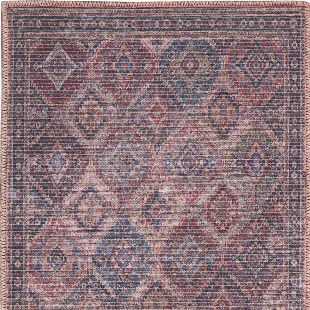 2 X 4 Maroon Oriental Power Loom Distressed Washable Area Rug Image 2