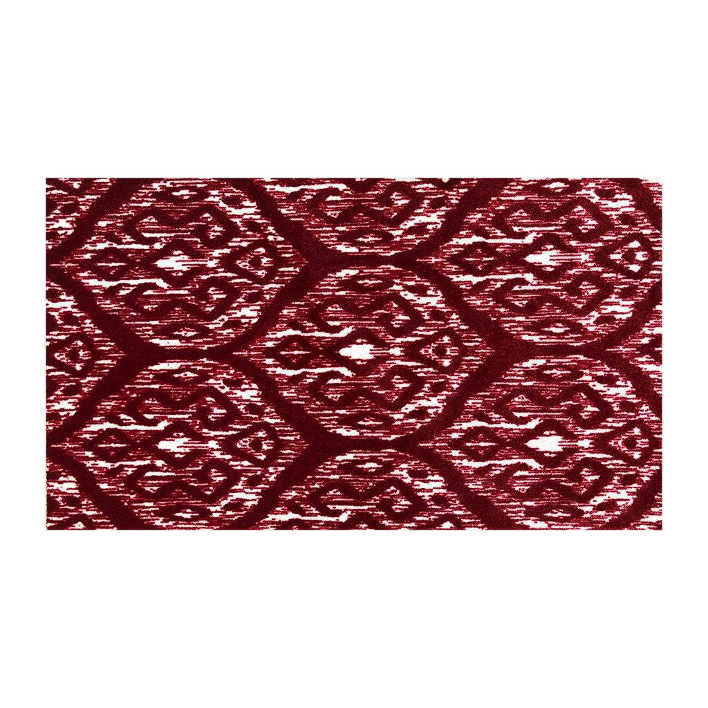 2 X 4 Red And White Ikat Tufted Washable Non Skid Area Rug Image 1