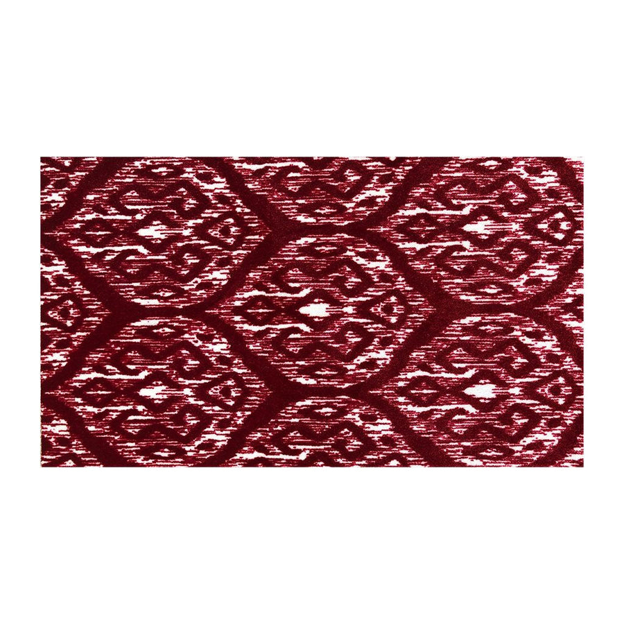 2 X 4 Red And White Ikat Tufted Washable Non Skid Area Rug Image 1