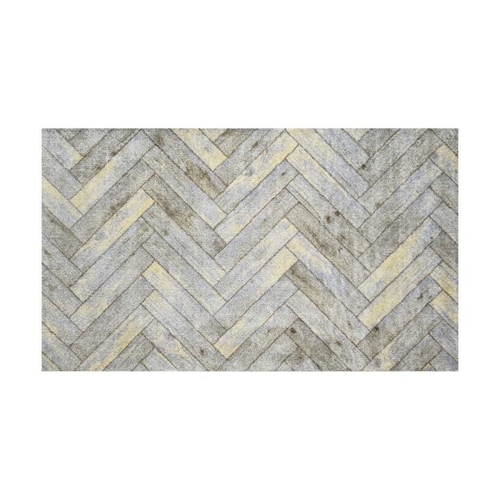 2 x 4 Rustic Gray Herringbone Washable Floor Mat Image 1