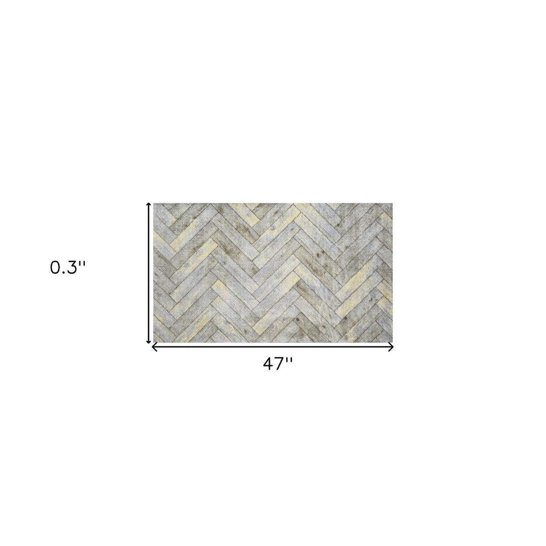 2 x 4 Rustic Gray Herringbone Washable Floor Mat Image 2