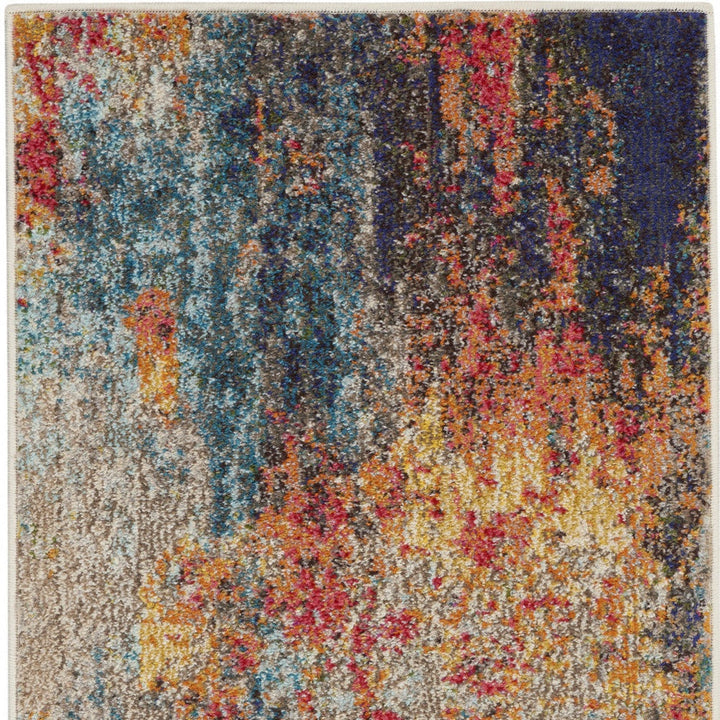 2 X 4 Rust And Blue Abstract Power Loom Non Skid Area Rug Image 4