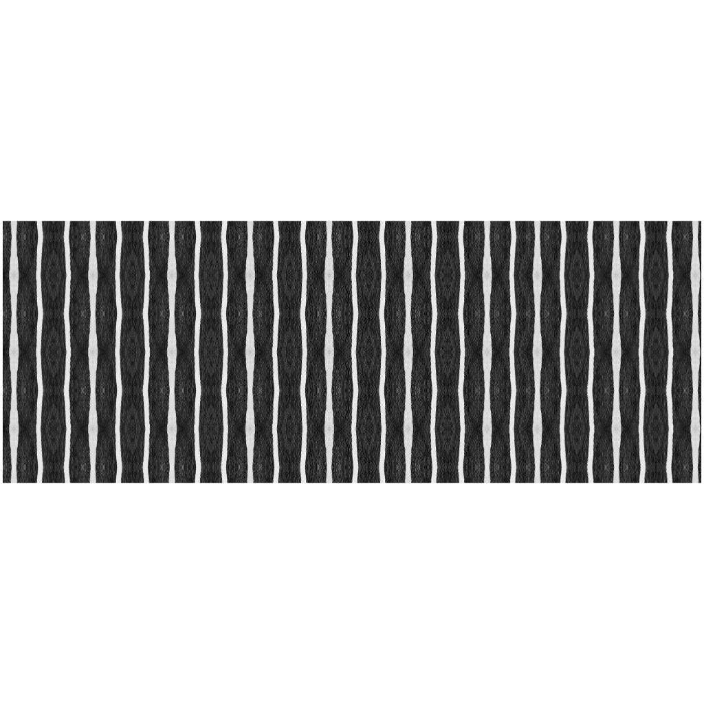 2 X 5 Black And White Modern Stripe Printed Vinyl Area Rug with UV Protection Image 1