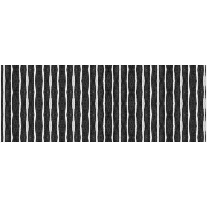 2 X 5 Black And White Modern Stripe Printed Vinyl Area Rug with UV Protection Image 1