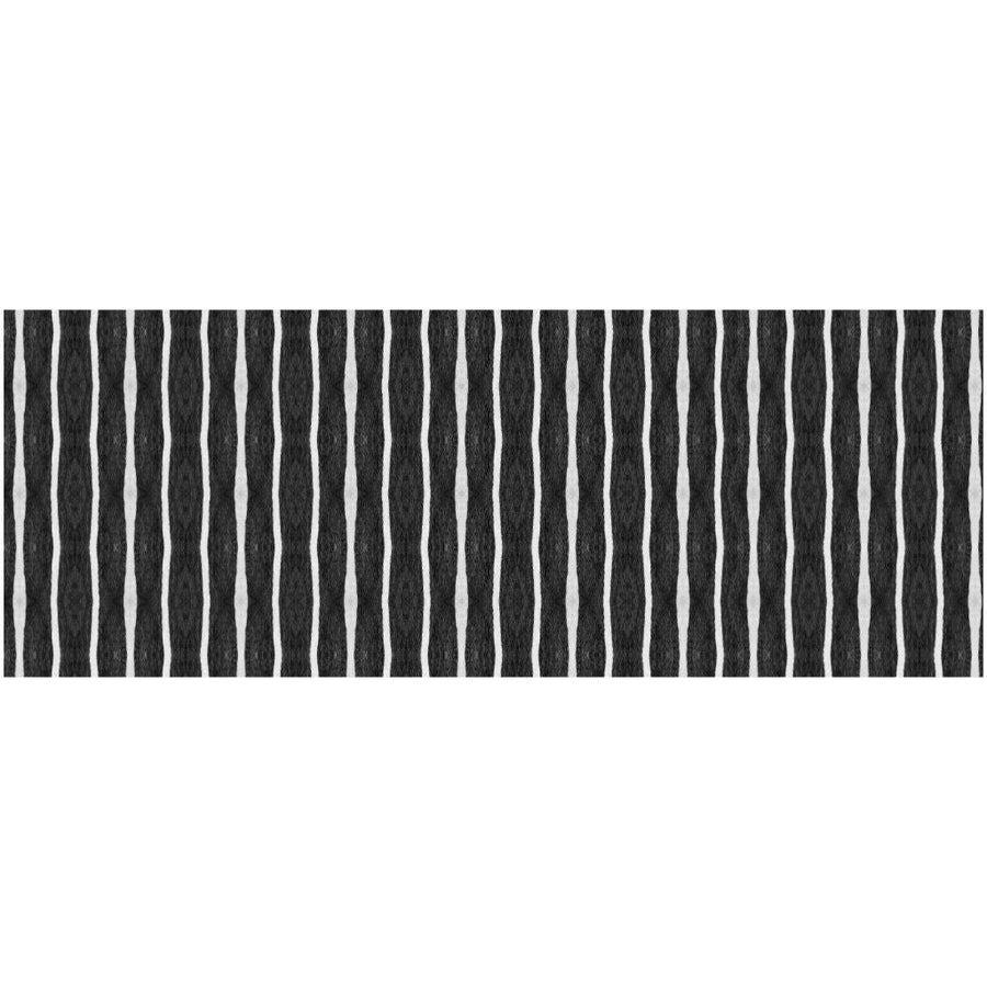 2 X 5 Black And White Modern Stripe Printed Vinyl Area Rug with UV Protection Image 1