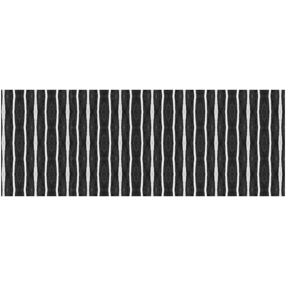 2 X 5 Black And White Modern Stripe Printed Vinyl Area Rug with UV Protection Image 2