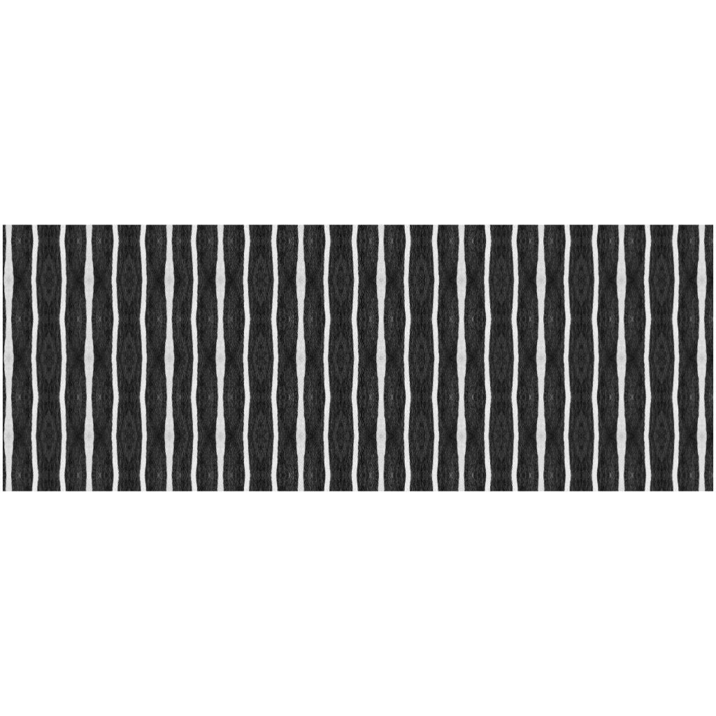 2 X 5 Black And White Modern Stripe Printed Vinyl Area Rug with UV Protection Image 2