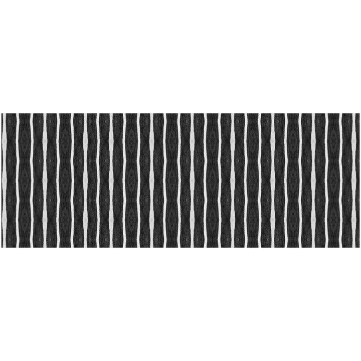 2 X 5 Black And White Modern Stripe Printed Vinyl Area Rug with UV Protection Image 2