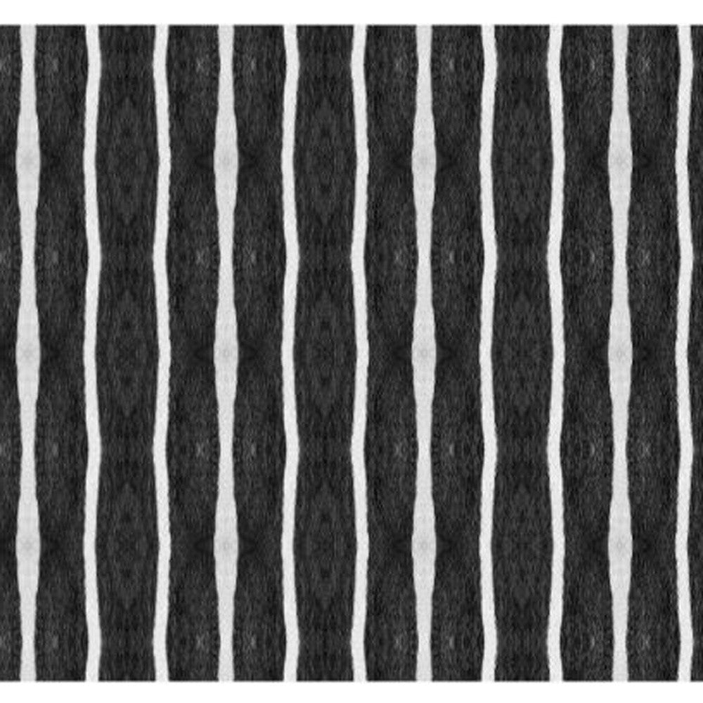 2 X 5 Black And White Modern Stripe Printed Vinyl Area Rug with UV Protection Image 3