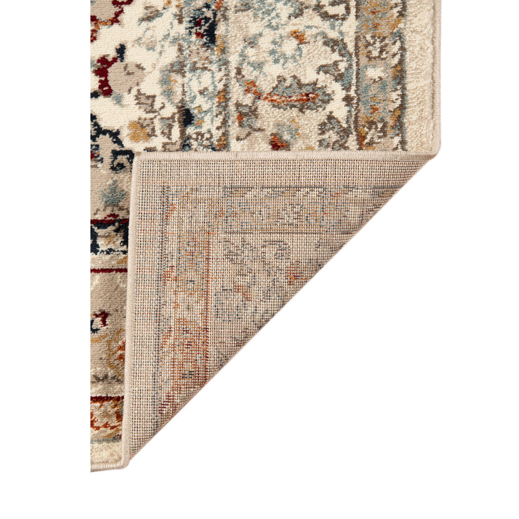 2 x 3 Beige Floral Medallion Power Loom Area Rug Image 3