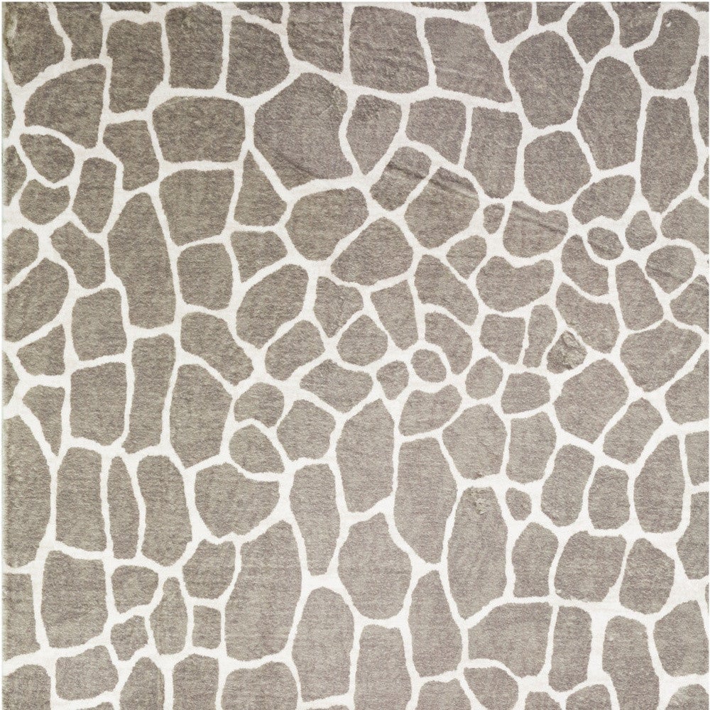 2 X 3 Beige Giraffe Print Shag Handmade Non Skid Area Rug Image 4