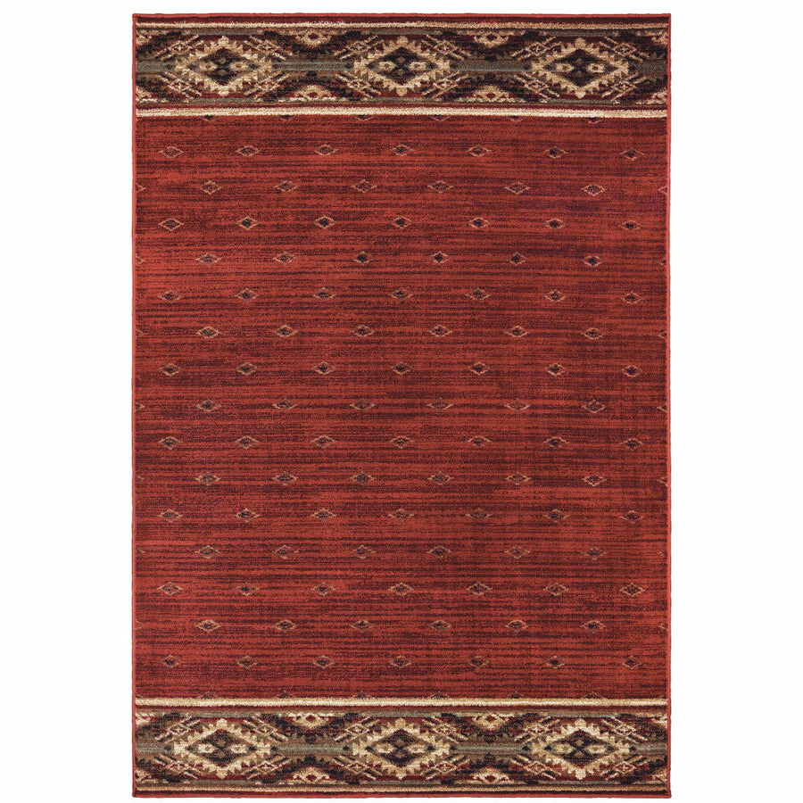 2 X 3 Berry Gold And Ivory Southwestern Power Loom Stain Resistant Area Rug Image 1