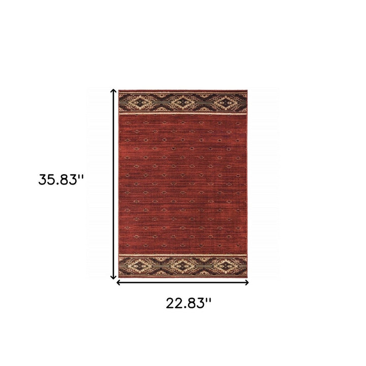 2 X 3 Berry Gold And Ivory Southwestern Power Loom Stain Resistant Area Rug Image 5