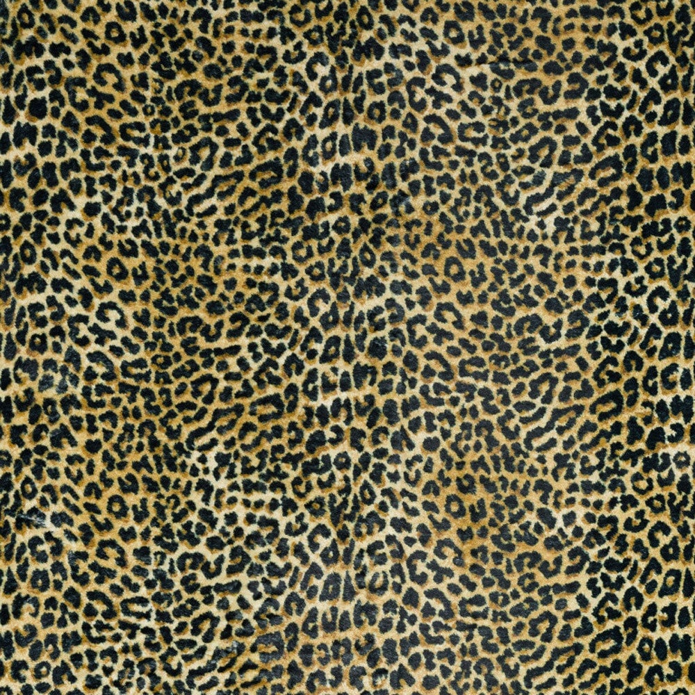 2 X 3 Black and Gold Leopard Print Shag Handmade Non Skid Area Rug Image 4