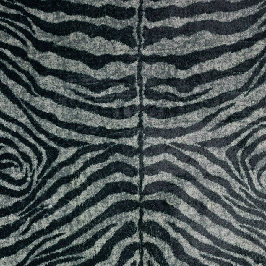 2 X 3 Black and Gray Zebra Print Shag Handmade Non Skid Area Rug Image 1