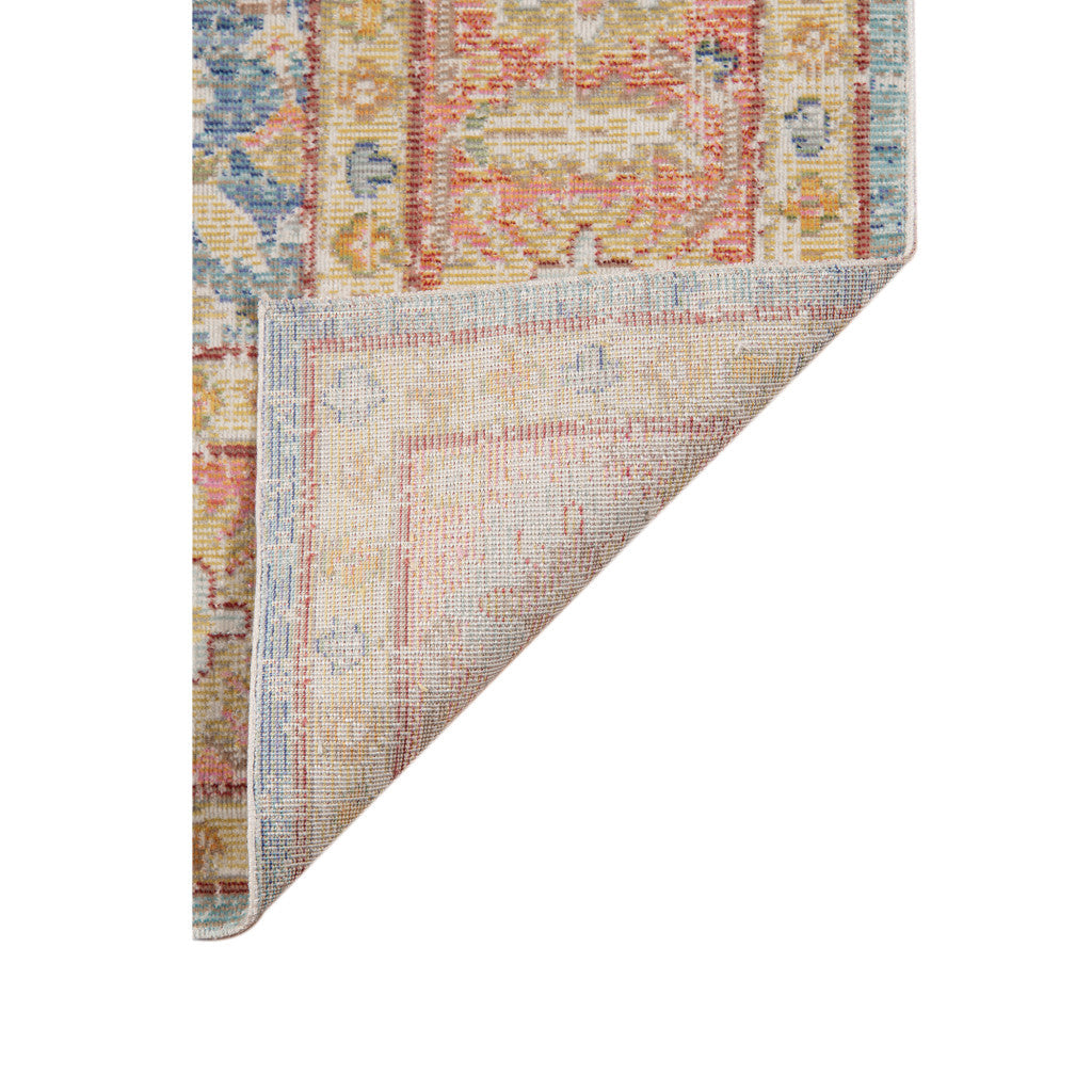 2 x 3 Blue and Pink Oriental Power Loom Distressed Area Rug Image 4