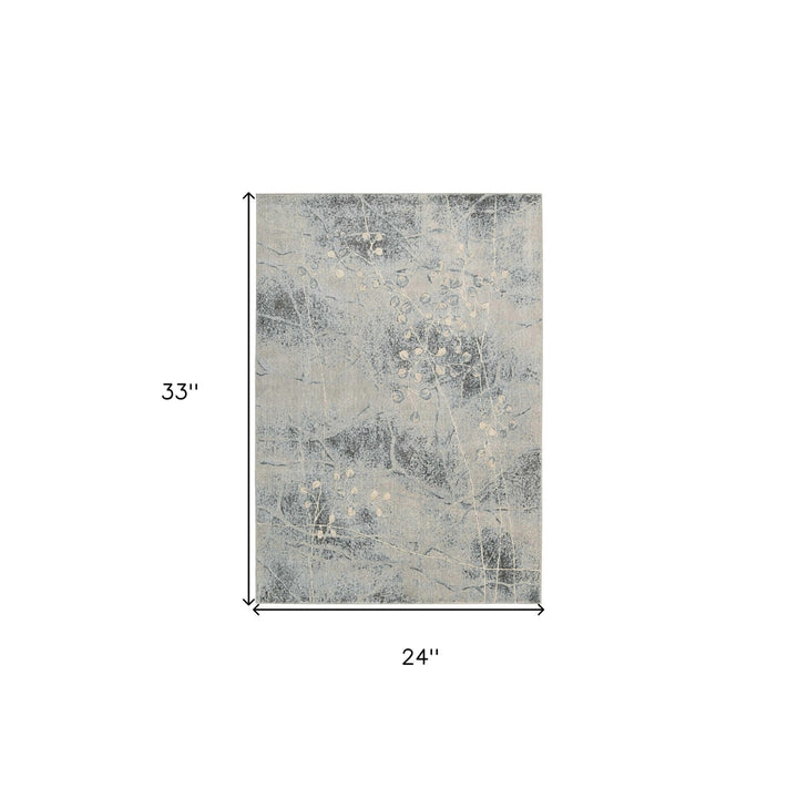 2 X 3 Blue Floral Power Loom Area Rug Image 6