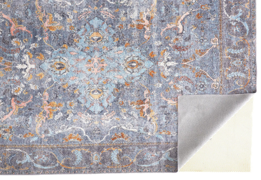 2 X 3 Blue Gray And Orange Floral Area Rug Image 1